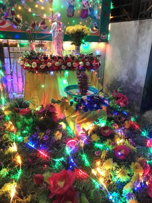 Dong Cao Pagoda granting the merit certificate to Buddhists having  the design of Lumbini garden at home.